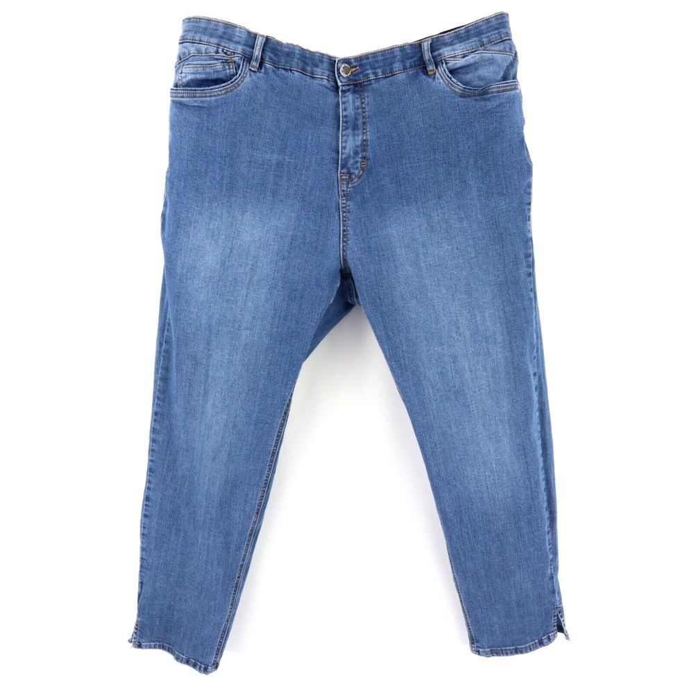 Avenue Jeans High Rise Straight Leg Womens Sz 16T Blue Faded Denim STRETCH WAIST